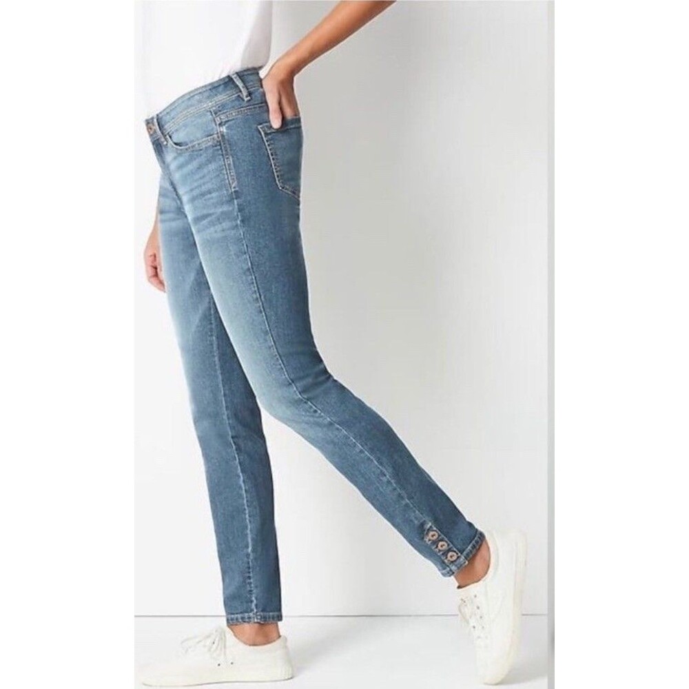 J. Jill Denim Authentic Fit Slim Ankle Snap Ankle Medium Wash Blue Size 16 Tall